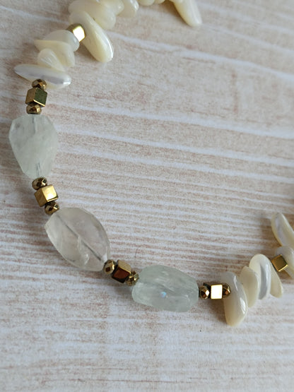 Collier bohème aigue marine et fluorite   artisanal câblé – Style bohème chic