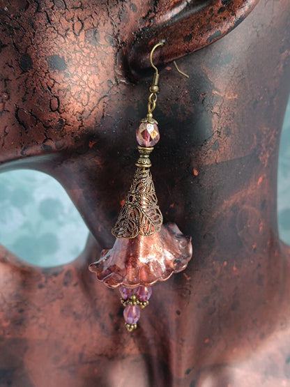 Boucles d'Oreilles Fleurs Lucite XXL - Perles Verre Tchèque