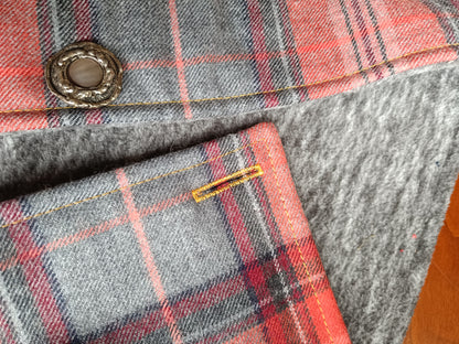 Tour de cou tartan laine doublé polaire - Bouton métal nacre et détail bronze