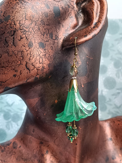 Boucles d'Oreilles Fleurs Lucite XXL - Perles Verre Tchèque