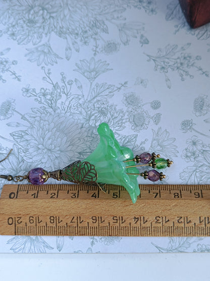 Boucles d'Oreilles Fleurs Lucite XXL - Perles Verre Tchèque