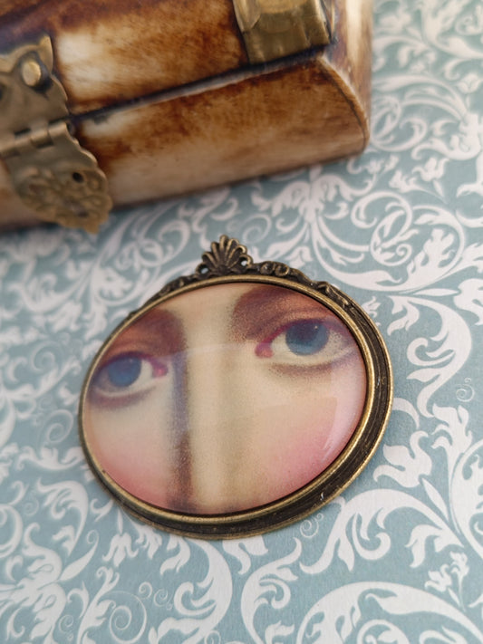 Broche cabochon verre oeil , original style cabinet de curiosités victorien