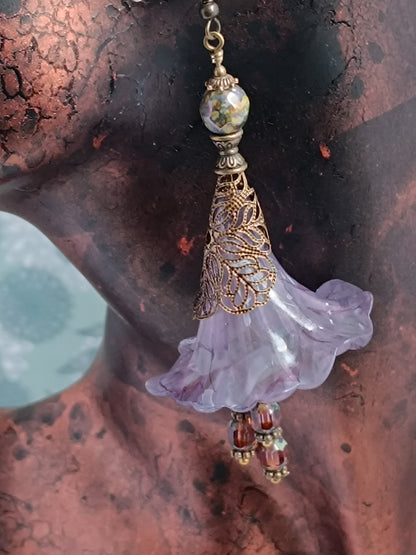 Boucles d'Oreilles Fleurs Lucite XXL - Perles Verre Tchèque