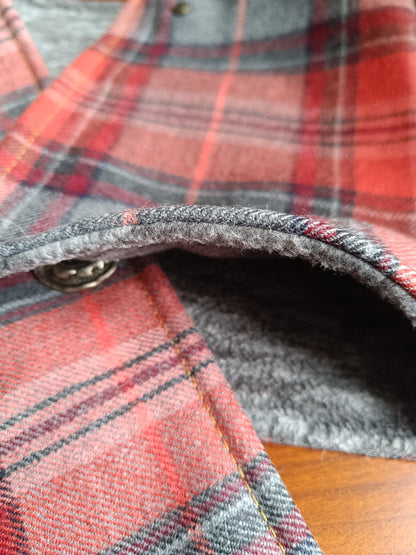 Tour de cou tartan laine doublé polaire - Bouton métal nacre et détail bronze