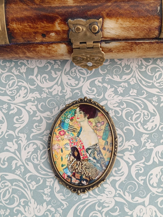 Broche Gustav Klimt - Cabochon Art Nouveau Bronze