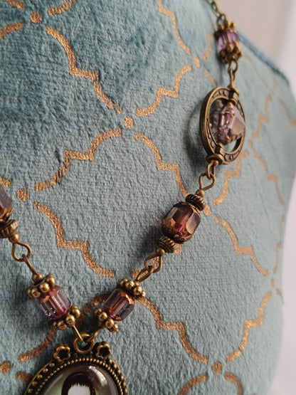 Collier Fillette et Étrange Amie - Cabochon Vintage