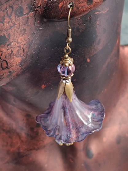 Boucles d'Oreilles Fleur Trompette mélancolique printanière xxl