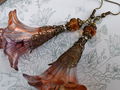 Boucles d'Oreilles Fleurs Lucite XXL - Perles Verre Tchèque