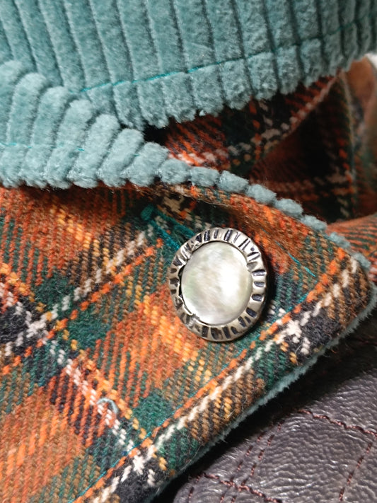 Tour de cou tartan écossais lainage marron doublé velours bleu