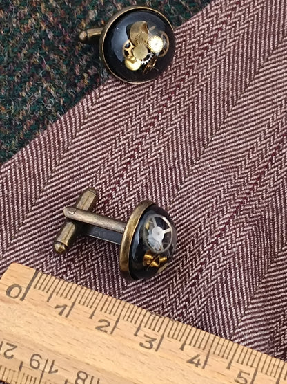 Boutons de manchette steampunk noirs