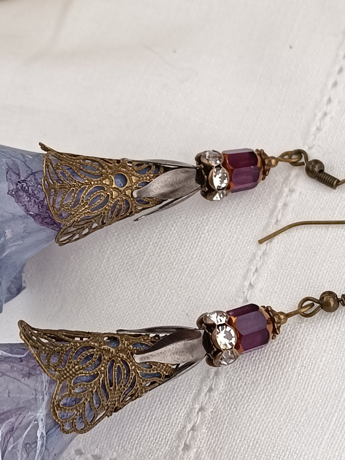 Boucles d'Oreilles Fleurs Lucite XXL - Perles Verre Tchèque