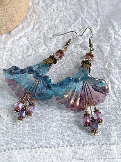 Boucles d'oreilles fleurs féeriques de printemps XXL