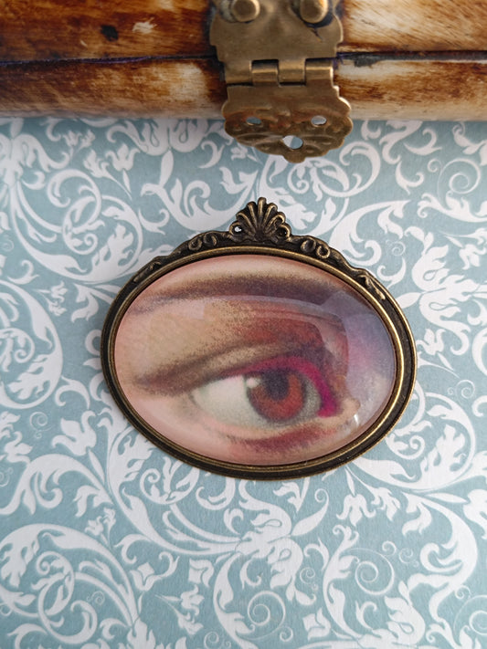 Broche cabochon verre oeil , original style cabinet de curiosités victorien