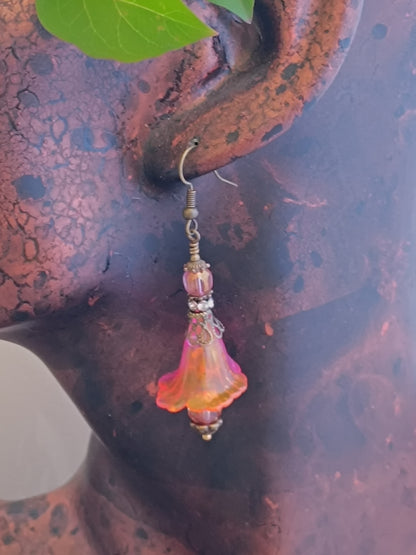 Boucles d'oreilles fleurs de Capucines bronze