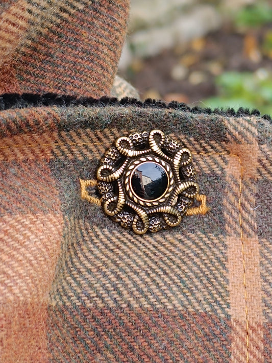 Tour de cou tartan écossais d'automne doublé de velours côtelé bouton celtique