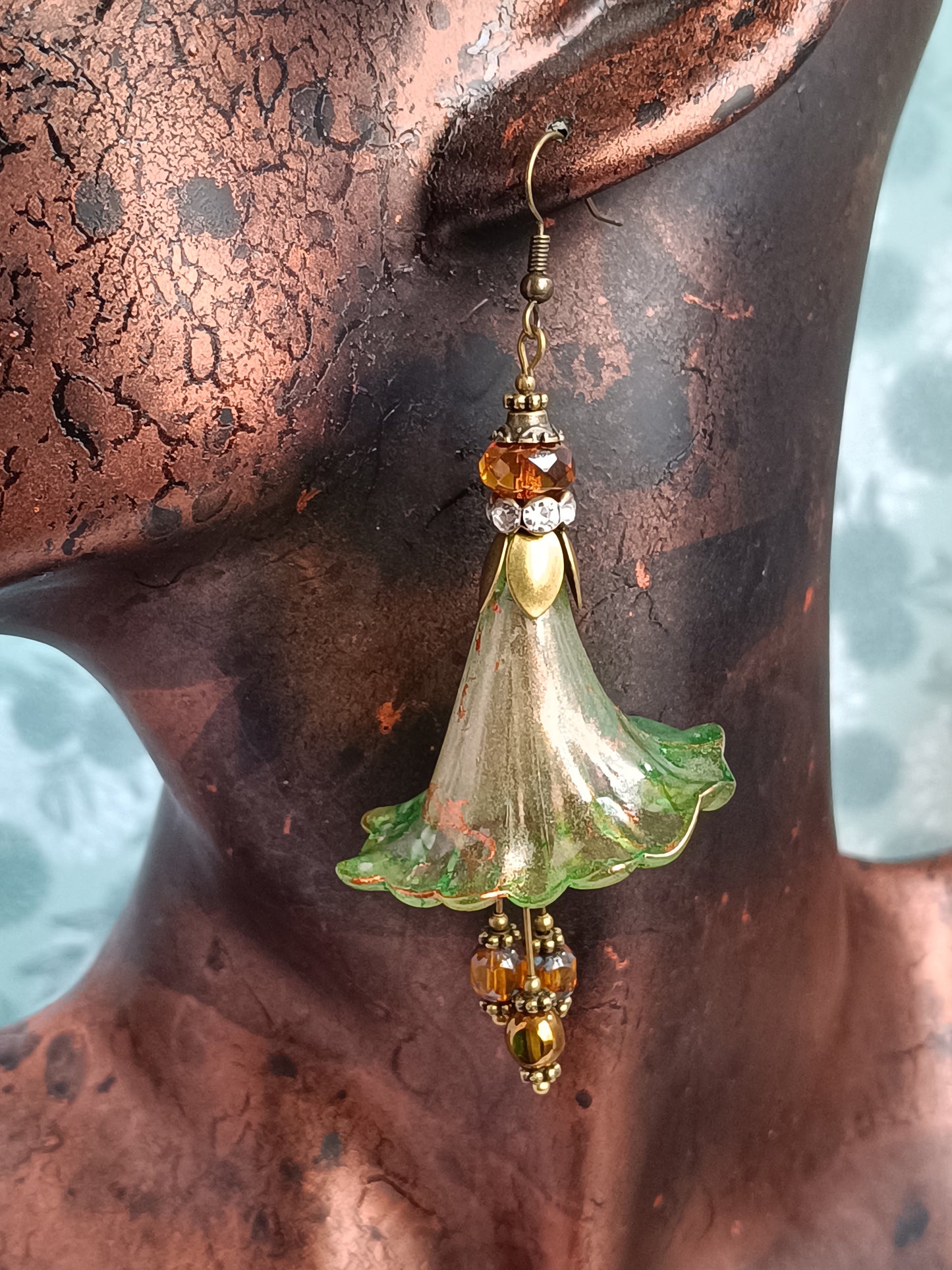 Boucles d'Oreilles Fleurs Lucite XXL - Perles Verre Tchèque