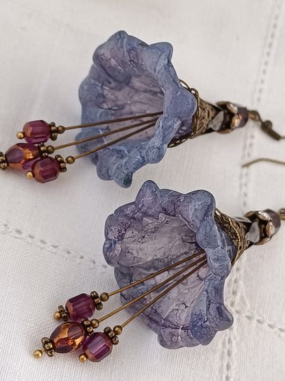 Boucles d'Oreilles Fleurs Lucite XXL - Perles Verre Tchèque