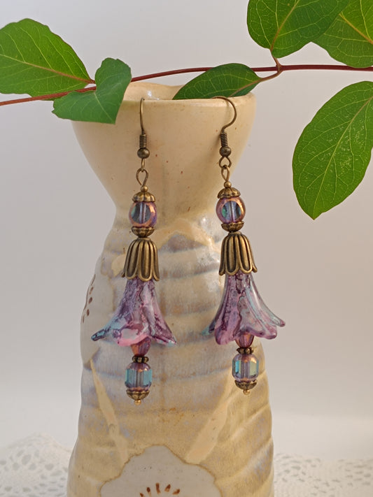 Boucles d'oreilles fleurs de jacinthe bronze