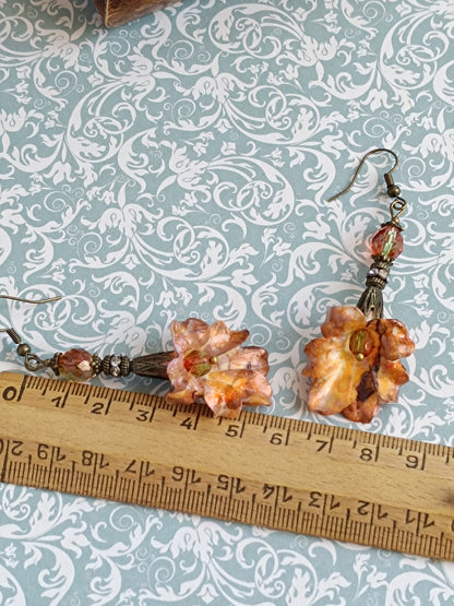 Boucles d'oreilles pendantes - Fleurs tropicales feeriques