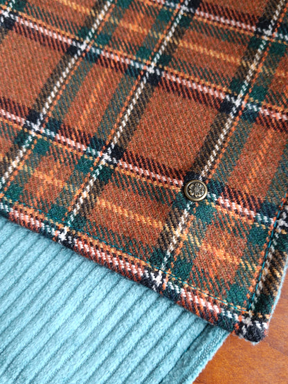 Tour de cou tartan écossais lainage marron doublé velours bleu