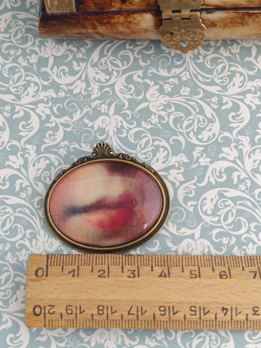 Broche cabochon verre bouche, original style cabinet de curiosités victorien