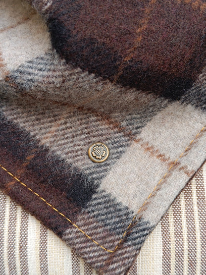 Tour de cou tartan écossais laine doublé velours côtelé et bouton vintage héraldique