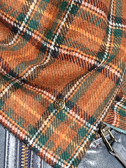 Tour de cou tartan écossais lainage marron doublé velours bleu
