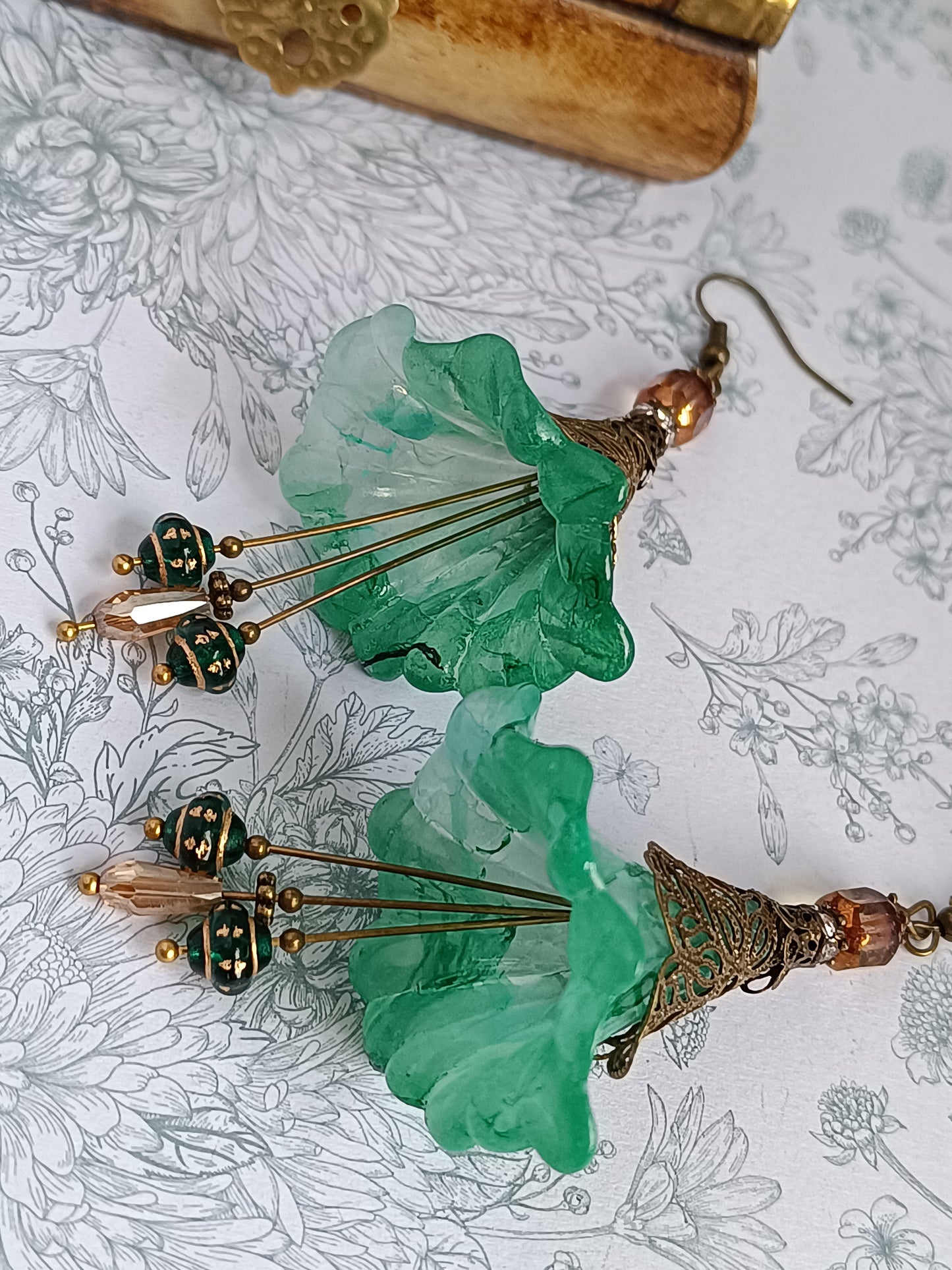 Boucles d'Oreilles Fleurs Lucite XXL - Perles Verre Tchèque