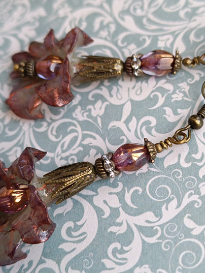 Boucles d'oreilles pendantes - Fleurs tropicales feeriques