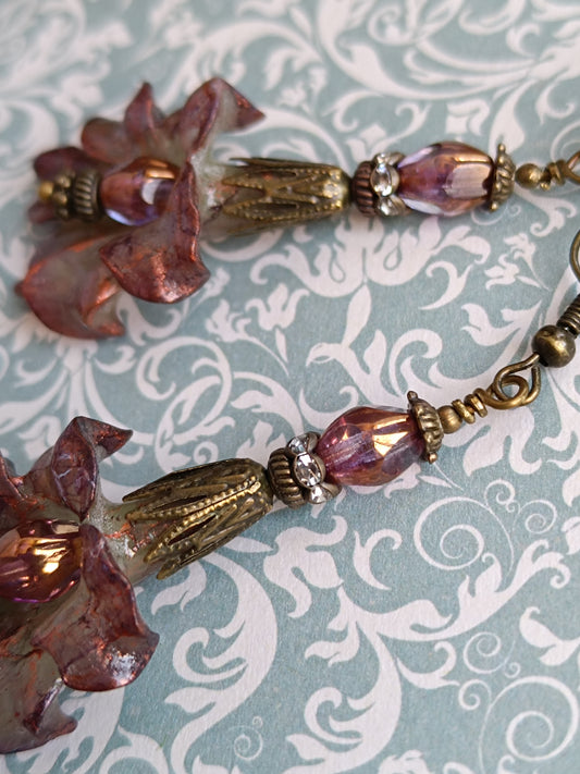 Boucles d'oreilles pendantes - Fleurs tropicales feeriques