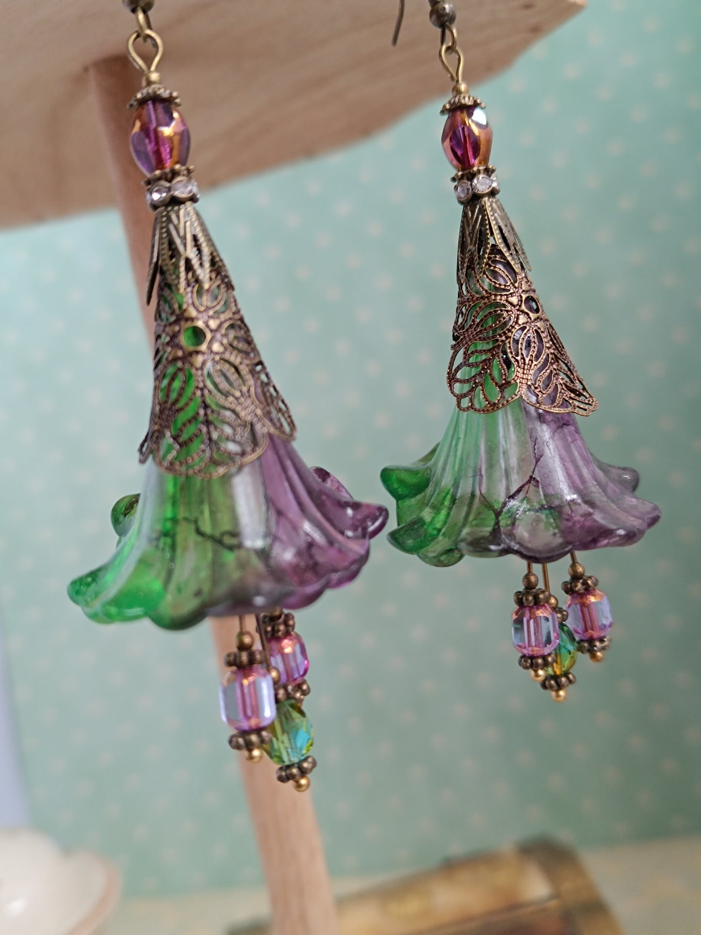 Boucles d'oreilles grandes fleurs féeriques forêt enchantée