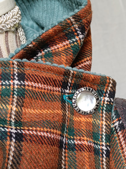 Tour de cou tartan écossais lainage marron doublé velours bleu