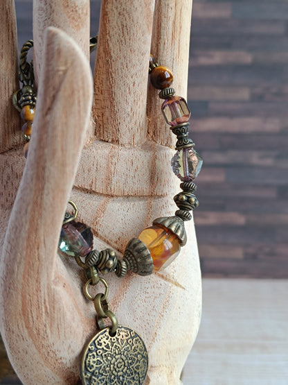 Bracelet Bohème – Œil de Tigre & Verre Tchèque