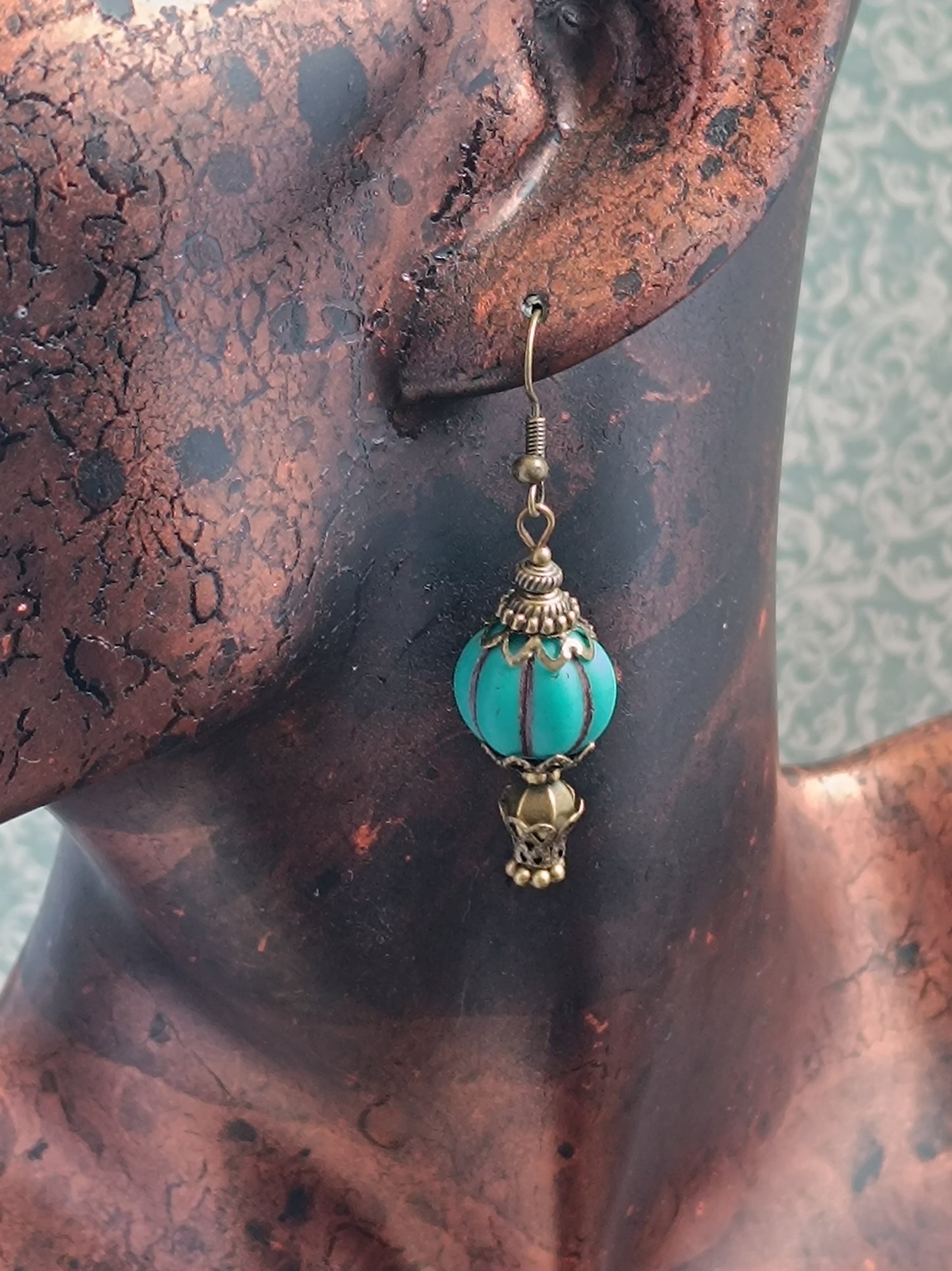 Boucles d'oreilles Steampunk montgolfière turquoise - Perles verre tchèque