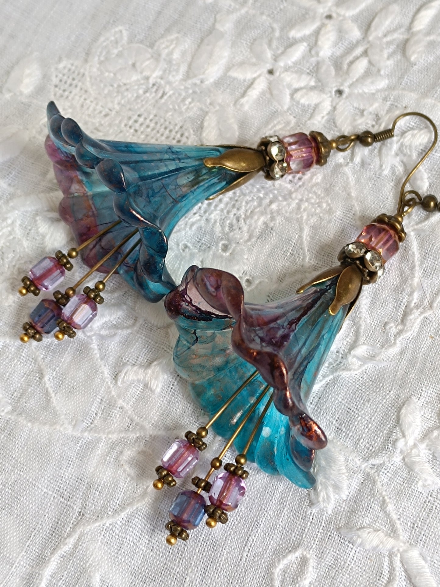 Boucles d'oreilles fleurs féeriques de printemps XXL