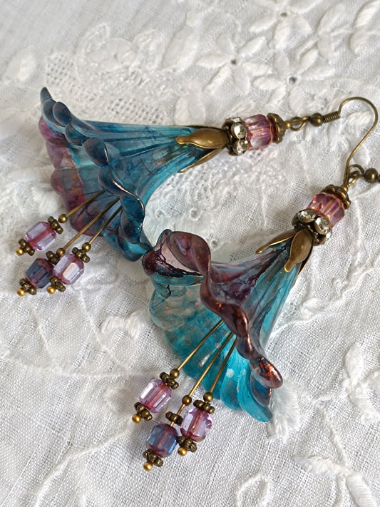Boucles d'oreilles fleurs féeriques de printemps XXL