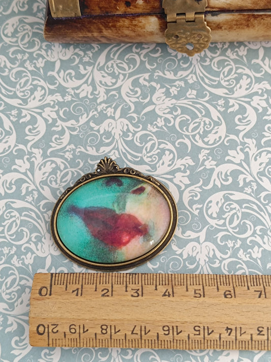 Broche cabochon verre bouche, original style cabinet de curiosités victorien