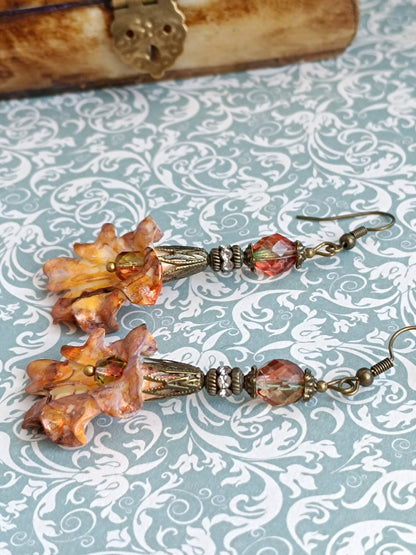 Boucles d'oreilles pendantes - Fleurs tropicales feeriques