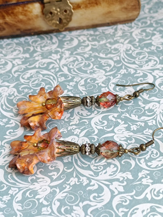 Boucles d'oreilles pendantes - Fleurs tropicales feeriques
