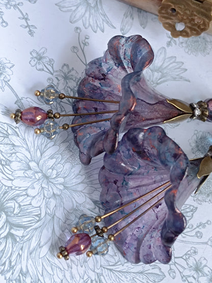 Boucles d'Oreilles Fleur Trompette mélancolique printanière xxl