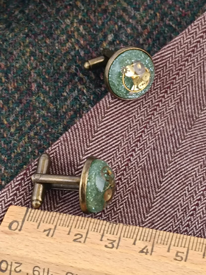 Boutons de manchette steampunk verts clairs