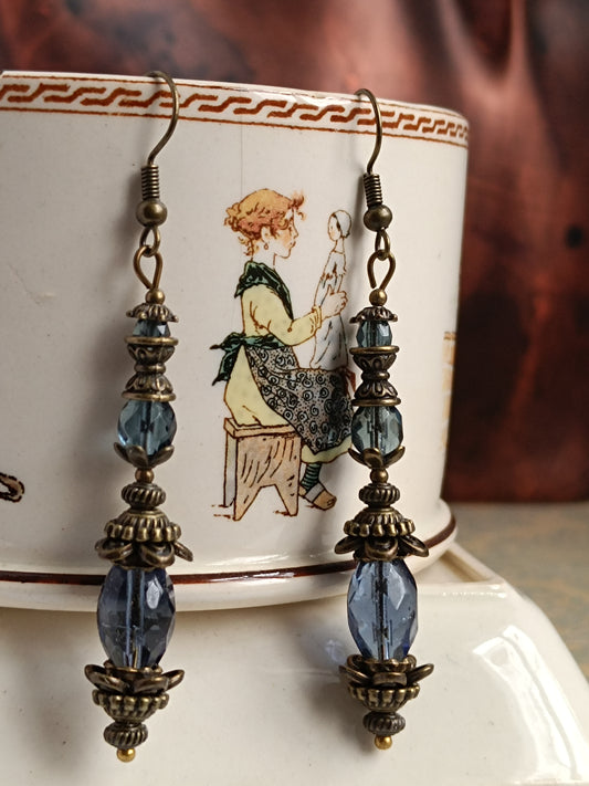 Boucles d'oreilles Montana Précieuse - Perles Verre Tchèque Bronze