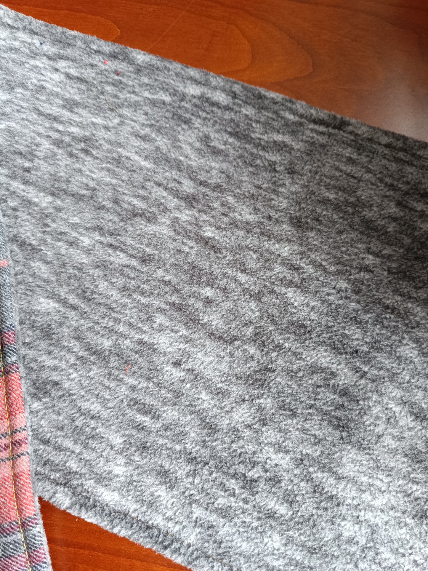 Tour de cou tartan laine doublé polaire - Bouton métal nacre et détail bronze