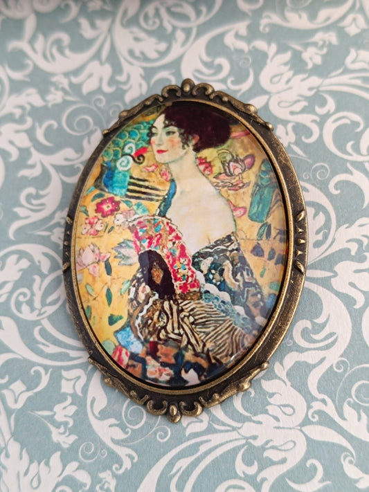 Broche Gustav Klimt - Cabochon Art Nouveau Bronze