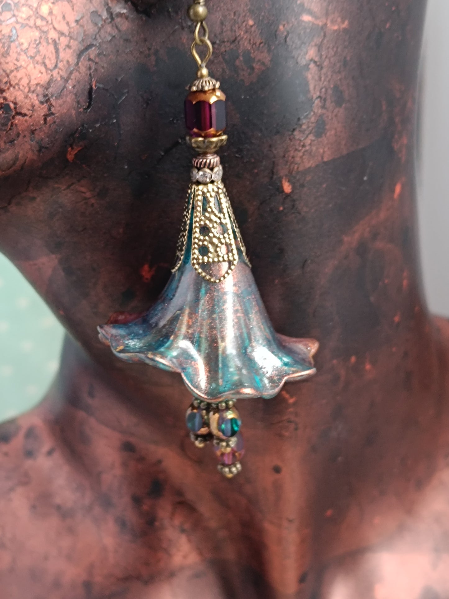 Boucles d'Oreilles Fleurs Lucite XXL - Perles Verre Tchèque