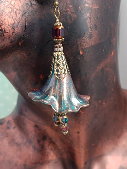 Boucles d'Oreilles Fleurs Lucite XXL - Perles Verre Tchèque