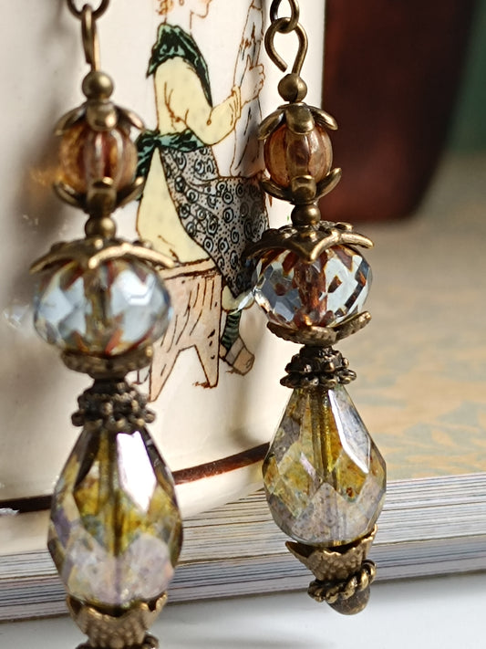 Boucles d'oreilles pendantes perles de verre tchèque Picasso