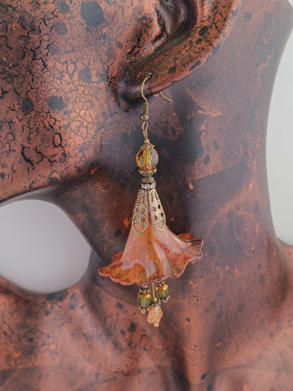 Boucles d'Oreilles Fleurs Lucite XXL - Perles Verre Tchèque