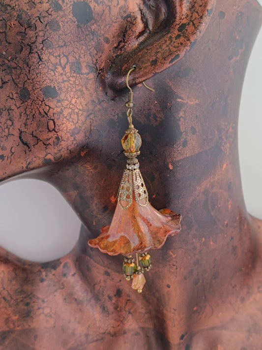 Boucles d'Oreilles Fleurs Lucite XXL - Perles Verre Tchèque