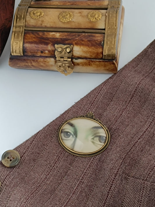 Broche cabochon verre oeil , original style cabinet de curiosités victorien